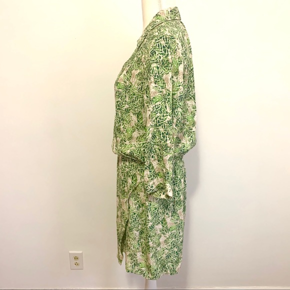 Cabi green tropical leaf print faux wrap dress - Picture 7 of 8